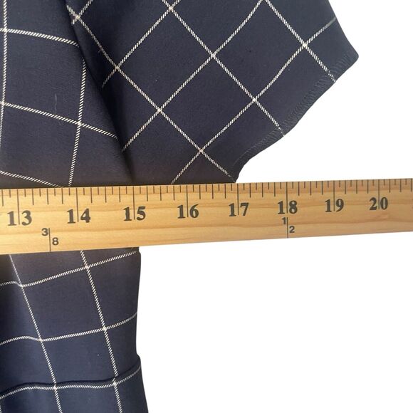 Ann‎ Taylor Size 4 Navy Blue Plaid Office Career Shealth Above Knee Dress - Picture 8 of 10